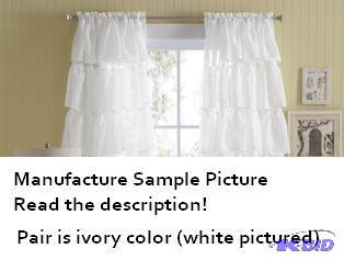 Ruffled Pair of Curtain Panels - Ivory color ...