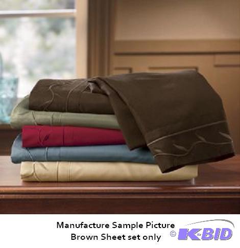 Embroidered Microfiber Sheet Set - Brown - 90...