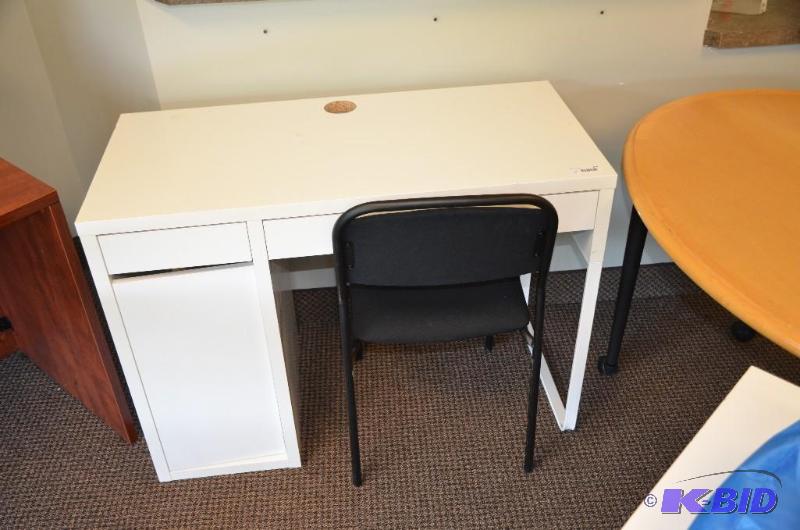 lot 108 image: White 2 drawer desk with cabinet. 20&quotx30...