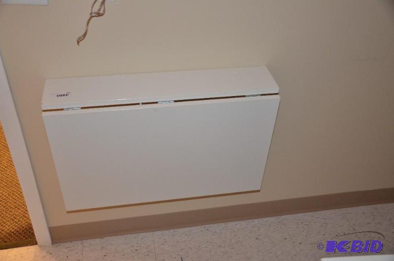 lot 120 image: Wood foldable wall desk 6x29 when down, 24x29...