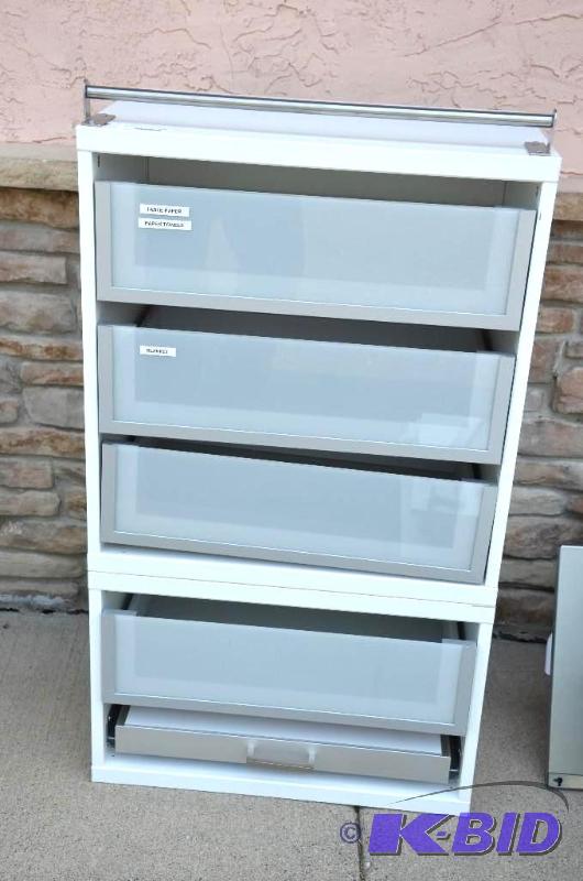 lot 125 image: White cabinet with 5 clear Drawers. 16&quotx...