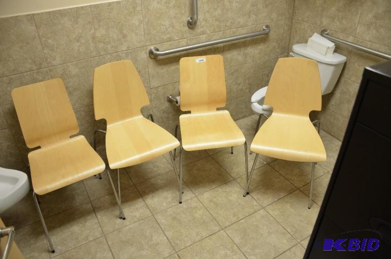 lot 134 image: 4 Stackable wood chairs...