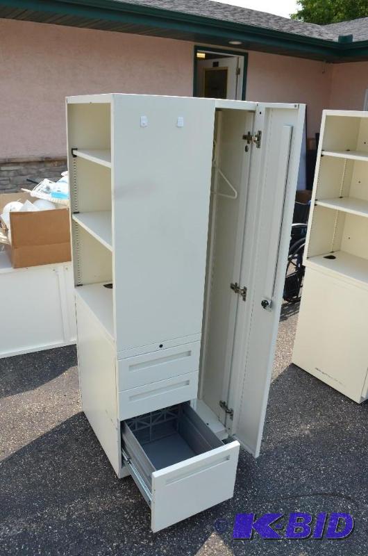 lot 145 image: Storage closet station cabinet with filing dr...