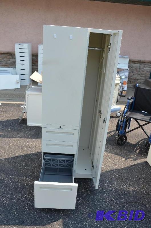 lot 146 image: Storage closet station cabinet with filing dr...