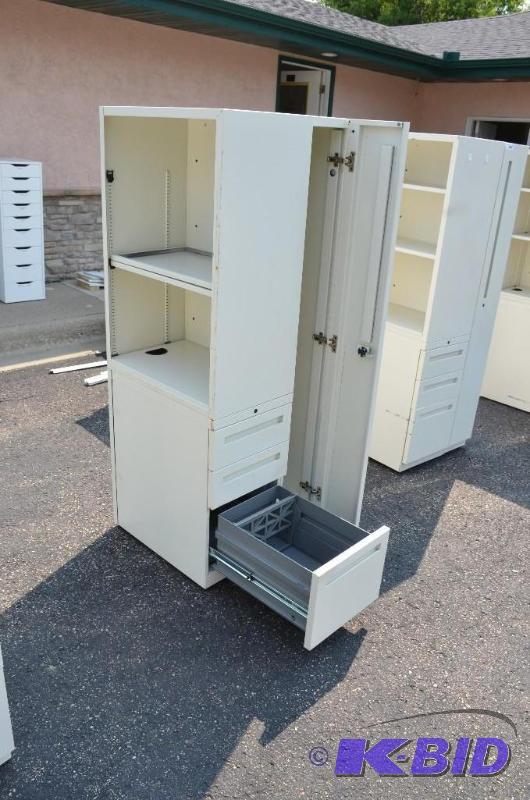 lot 147 image: Storage closet station cabinet with filing dr...