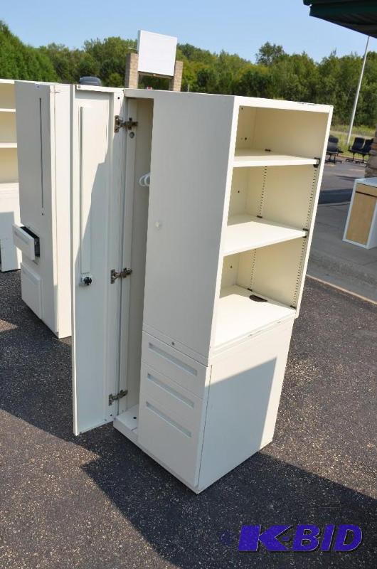 lot 148 image: Storage closet station cabinet with filing dr...