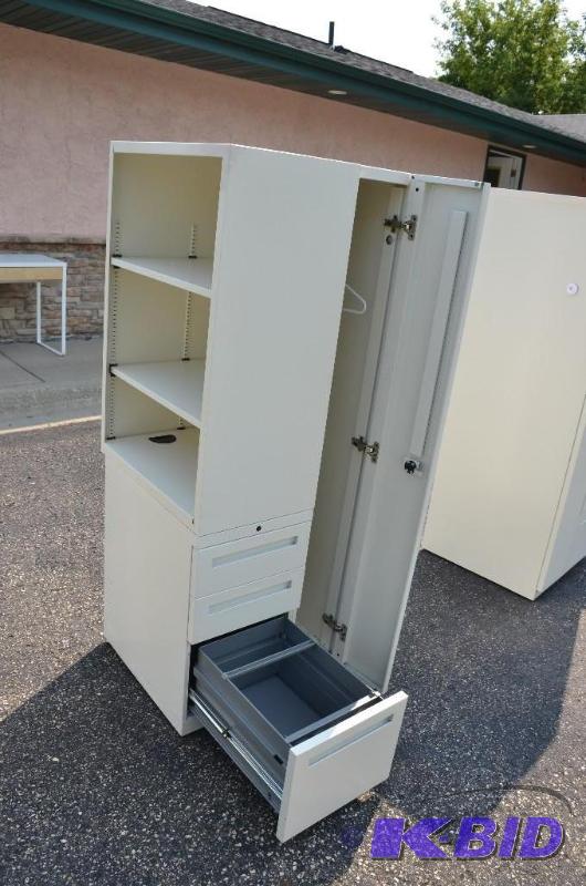 lot 149 image: Storage closet station cabinet with filing dr...