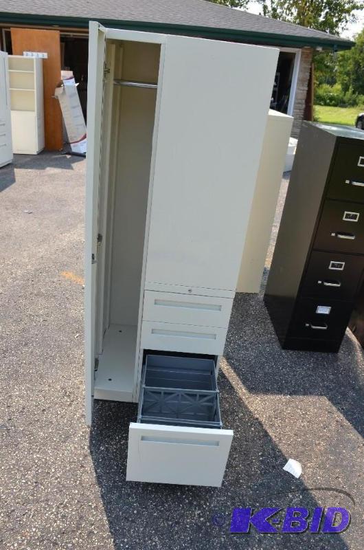 lot 151 image: Storage closet station cabinet with filing dr...