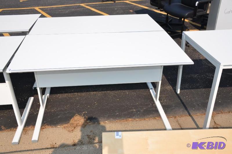 lot 156 image: White office table 54 12 x 28 12 x 29 12...