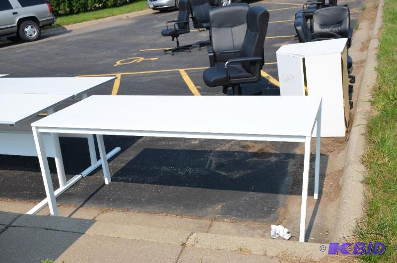 lot 158 image: White office table 54 12 x 28 12 x 29 12...