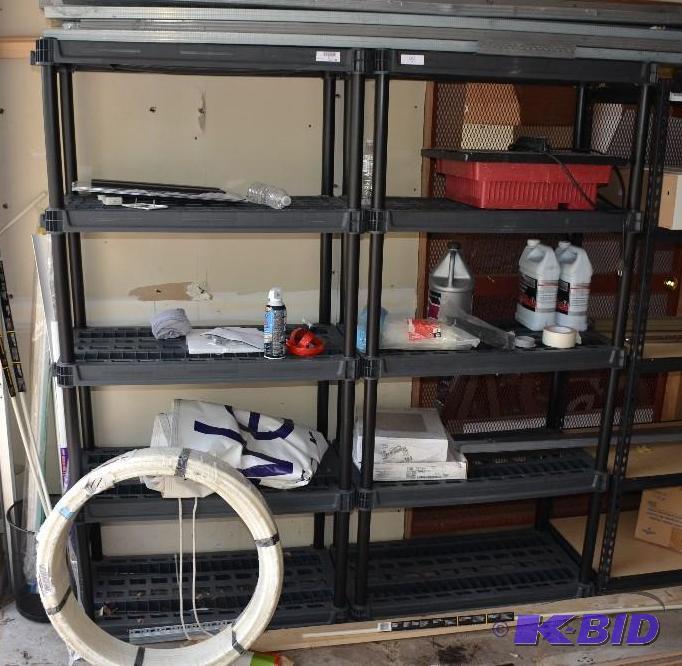 lot 198 image: 2 plastic black shelves-5 shelves. 17&quotx3...