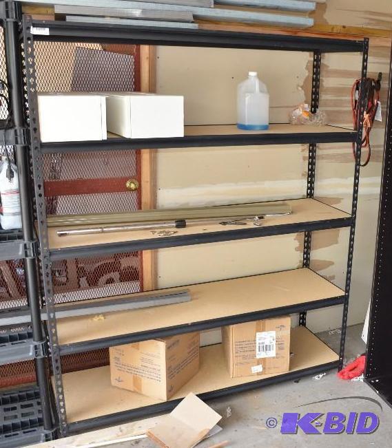 lot 199 image: Black Metal shelving unit 19&quotx60&quotx7...