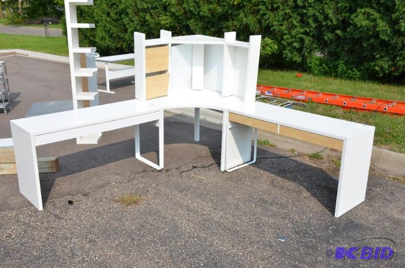 lot 201 image: Ikea Micke 3 piece Executive work station. 2 ...