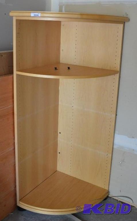 lot 222 image: Wood Corner shelf. 26&quotx26&quotx67"...