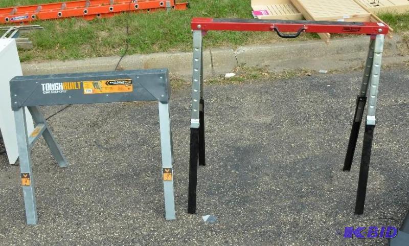 lot 235 image: 2 Saw horses one has adjustable height legs T...