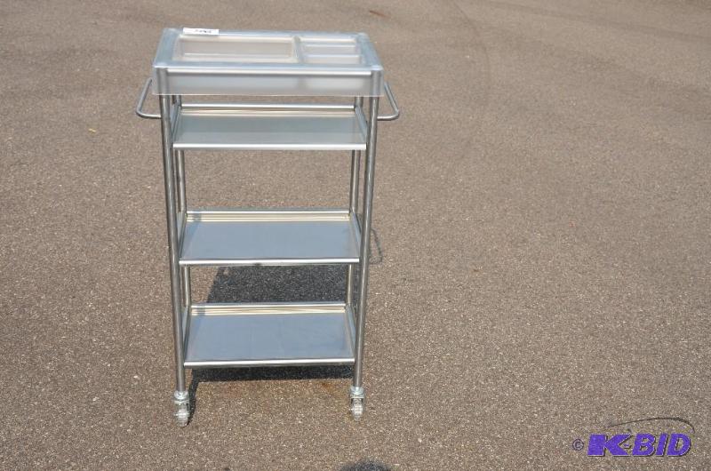 lot 236 image: Medical equipment metal cart. 10&quotx19&quo...
