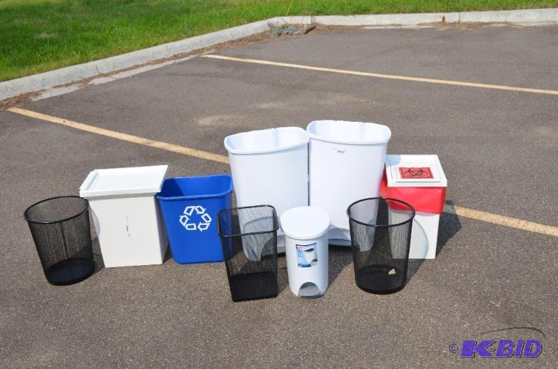 lot 245 image: Lot of misc. trashcans, 9 total....