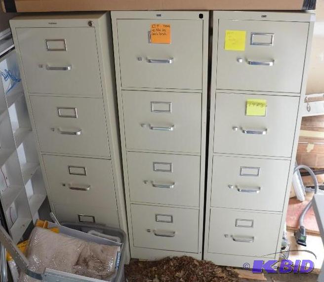 lot 259 image: 3 Taupe Filing Cabinets...