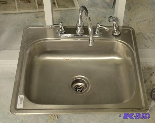 lot 268 image: Stainless steel sink with faucet 25x22...