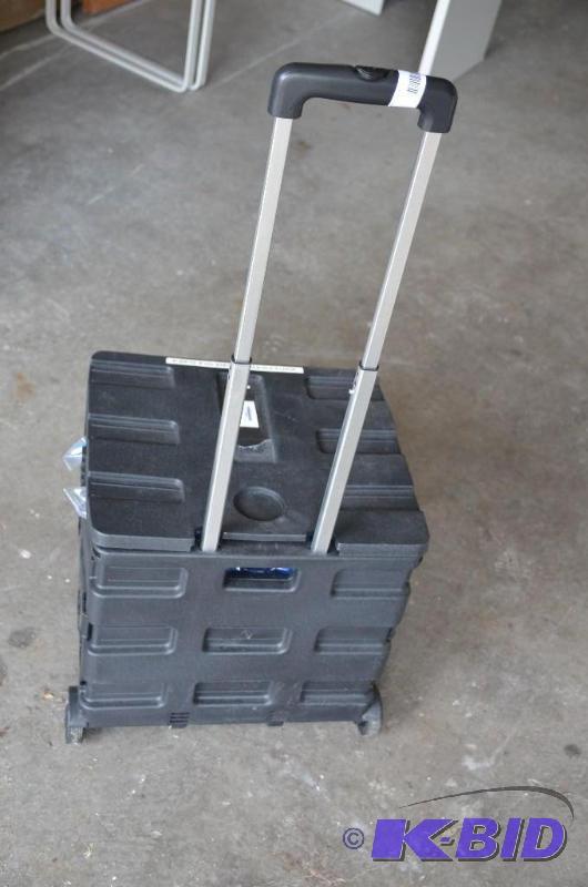 lot 276 image: black plastic rolling crate 16x16x16"...