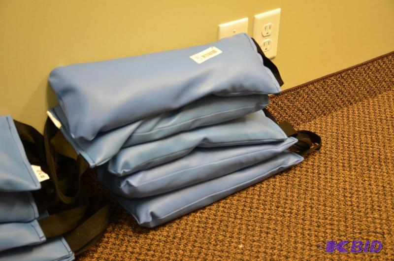 lot 55 image: 5 ten lb. Weighted bags....