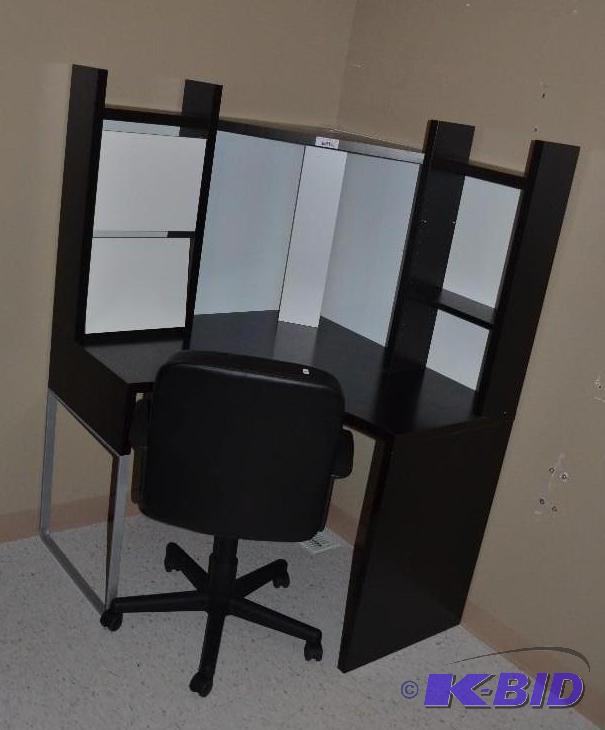 lot 9 image: &nbspBrown corner desk with chair. 39&quotx...