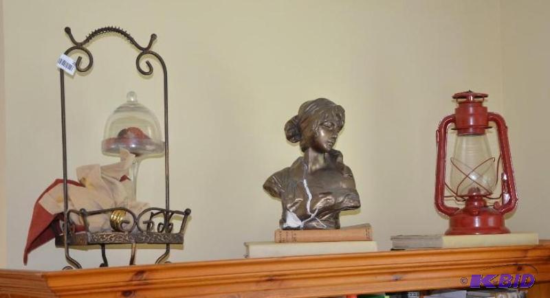 Three collectible pieces - one lady bust, one...