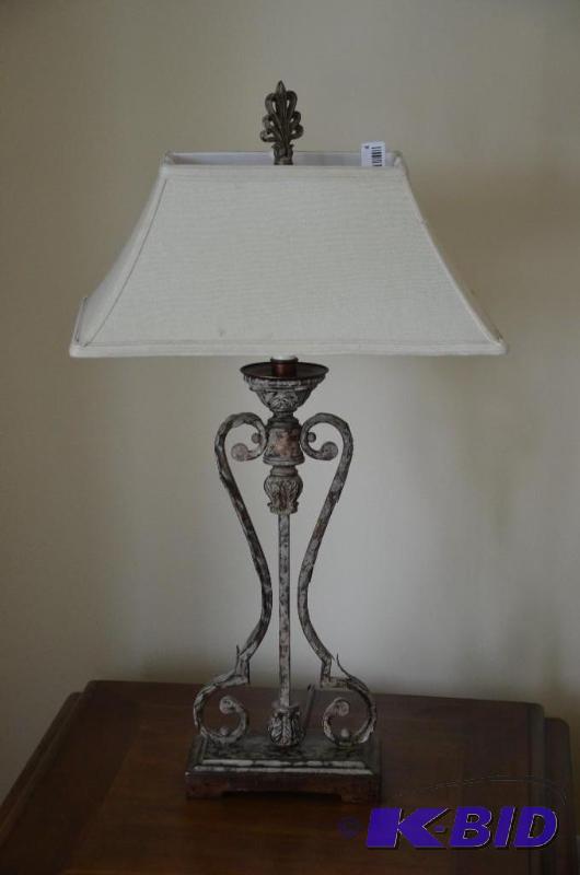 Classy metal ornate lamp with shade. 31 inch...