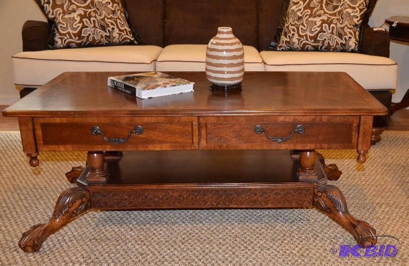 Exquisite wood carved coffee table with claw ...