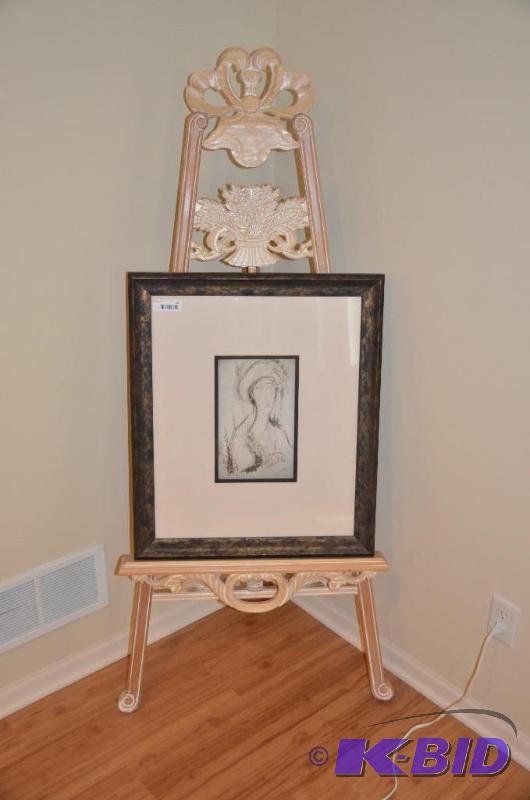 Carved easel and Artwork by Amedeo Clemente M...