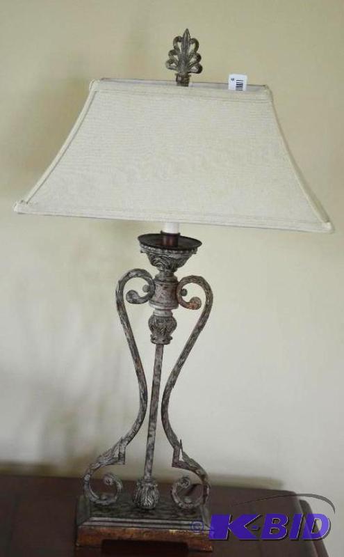 Classy metal ornate lamp with shade. 31 inch...
