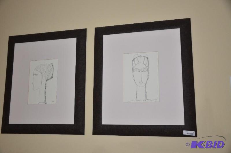 2 Wood framed Artwork by Amedeo Clemente Modi...