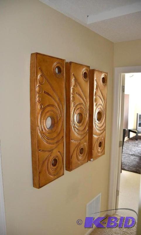 Three metal art work pieces - approximate siz...