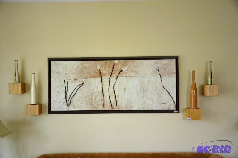 4 pieces of modern wall art with 4 vases and ...