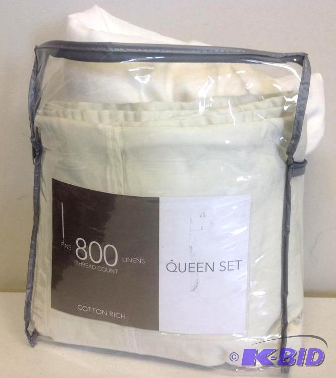 lot 18 image: JC Penny 800 Count Queen Sheet Set Cream