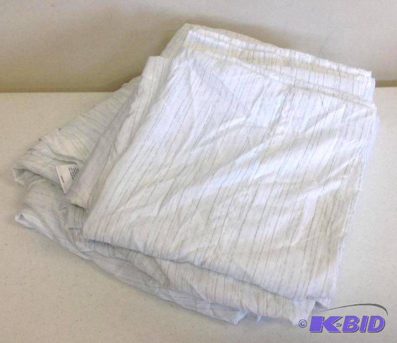 lot 2 image: JC Penny King Sheet Set White with Green Stripes
