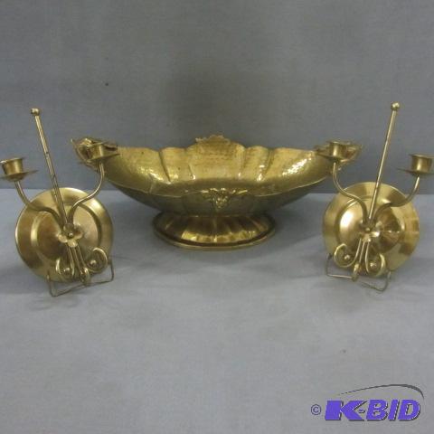 lot 140 image: Brass Sconces, Planter