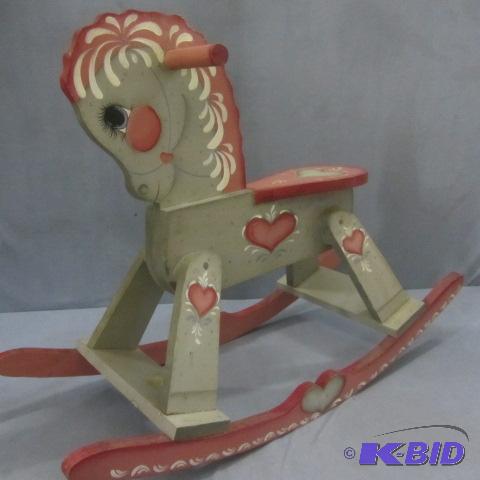 lot 231 image: Vintage Wood Rocking Horse