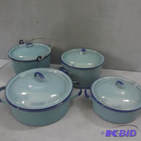 lot 77 image: Blue Enamel Cookware