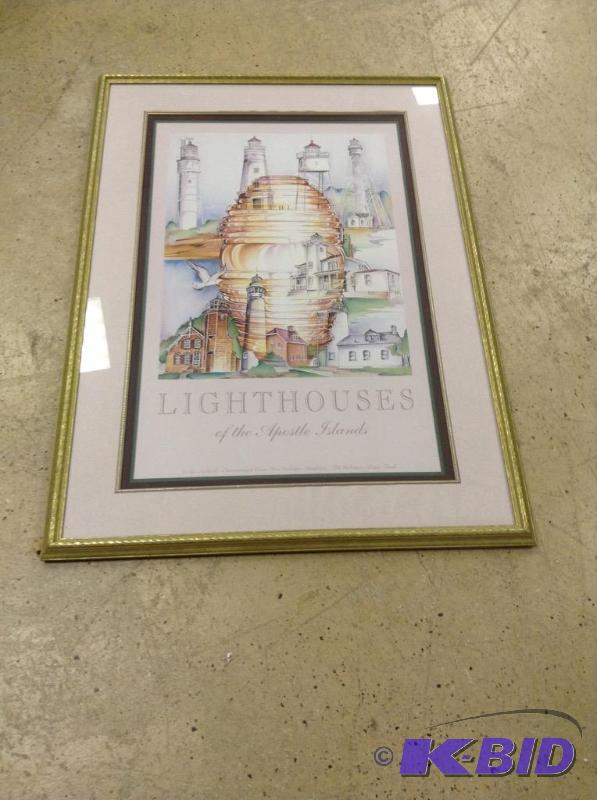 lot 39 image: Framed Lighthouses of the Apostle Islands Poster Print