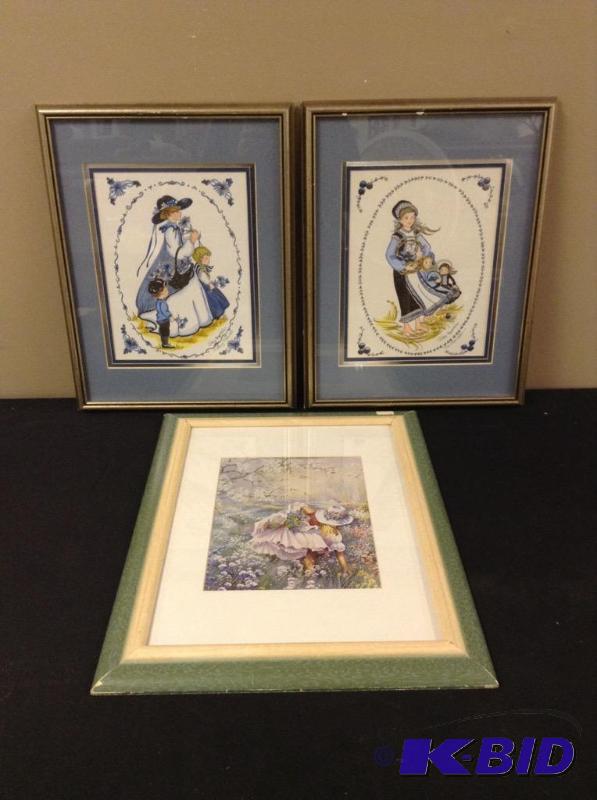 lot 43 image: 3 Framed Women Prints