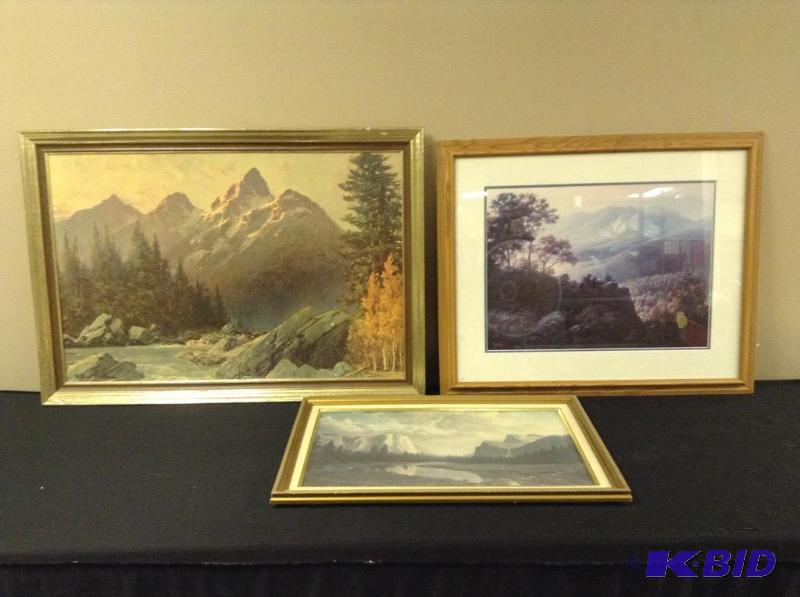 lot 44 image: 3 Framed Landscape Pictures