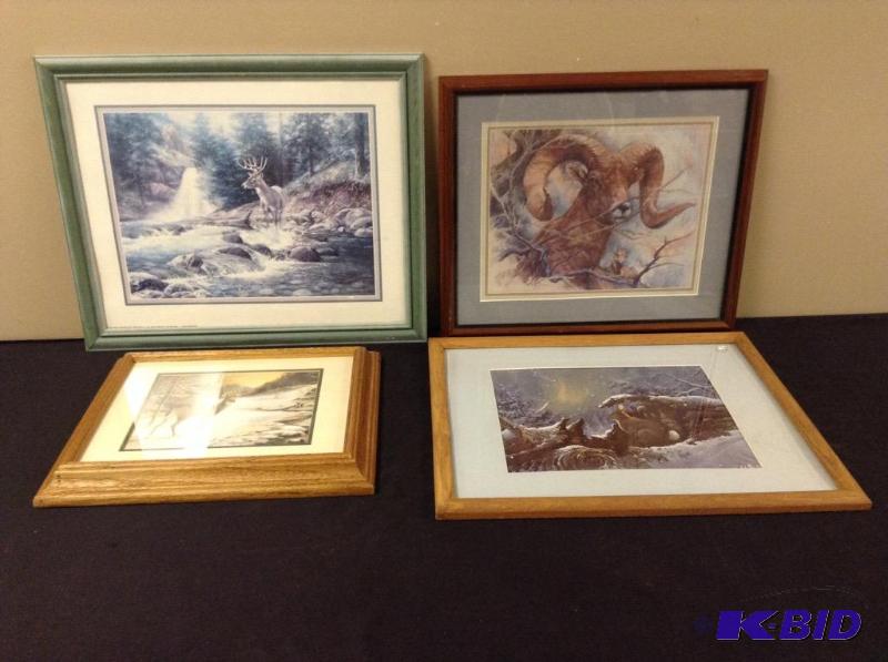 lot 45 image: 4 Framed Wildlife Prints