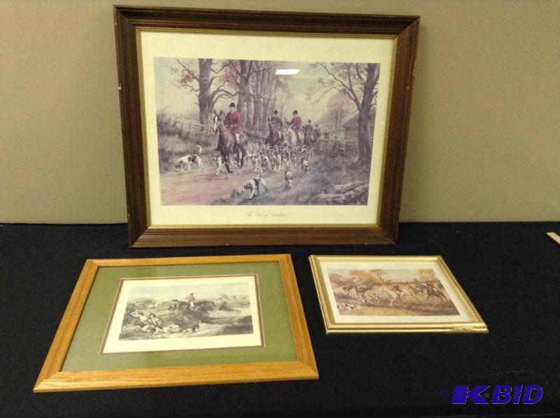 lot 47 image: 3 Framed Hunting Prints