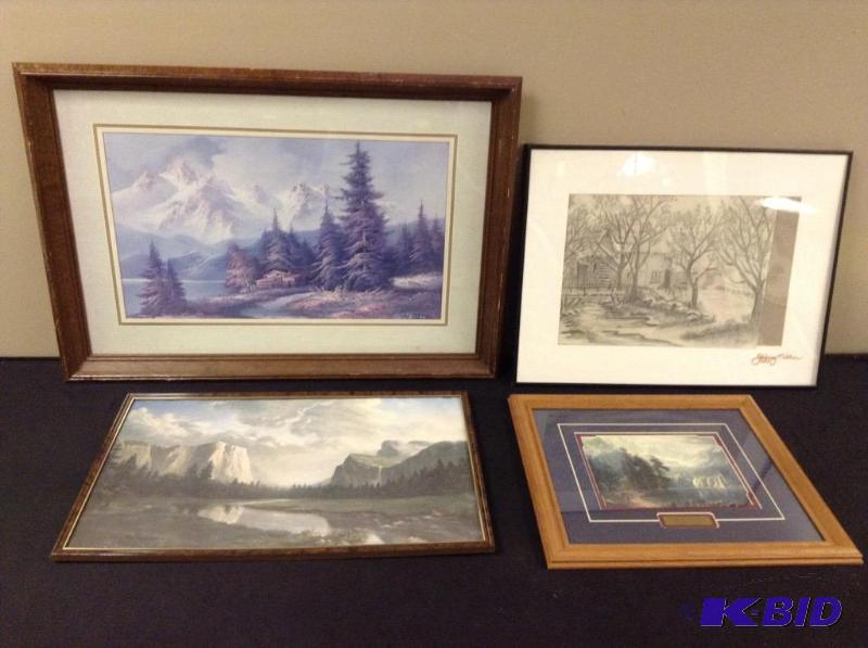 lot 54 image: Framed Landscape & Pencil Art
