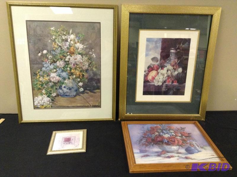lot 66 image: 4 Framed Floral Prints