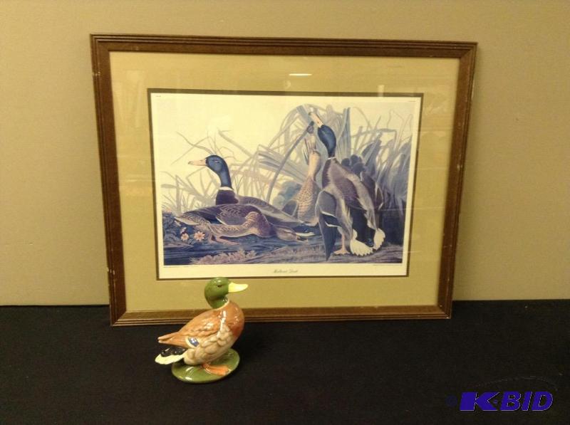 lot 70 image: No. 45 Mallard Duck Print & Mallard Duck Figurine