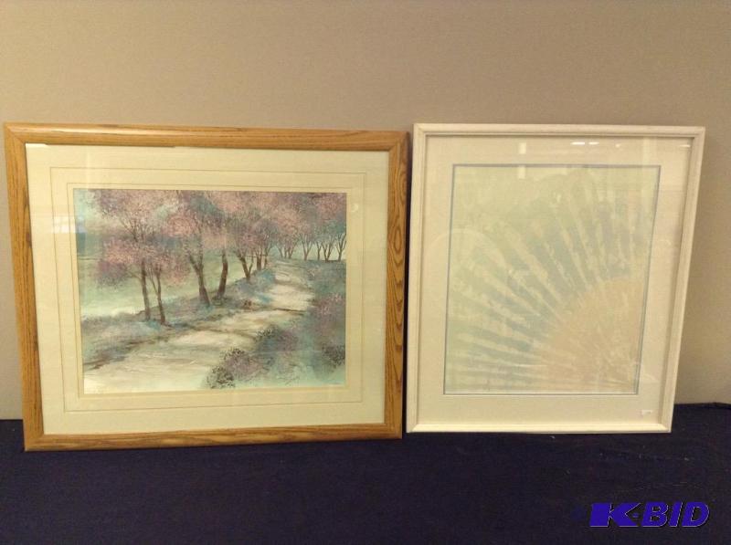 lot 71 image: Framed Rivers Edge & Pastel Fan Type Print