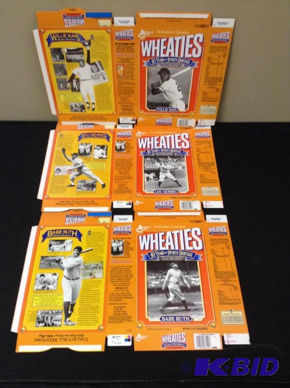 lot 80 image: 3 Baseball Wheaties Cereal Boxes