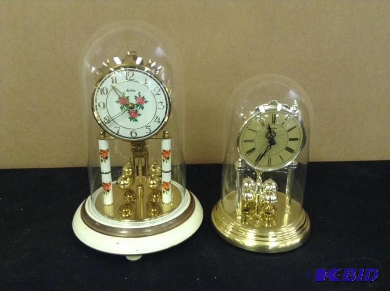 lot 14 image: Haller & Westclox Glass Dome Mantle Clocks